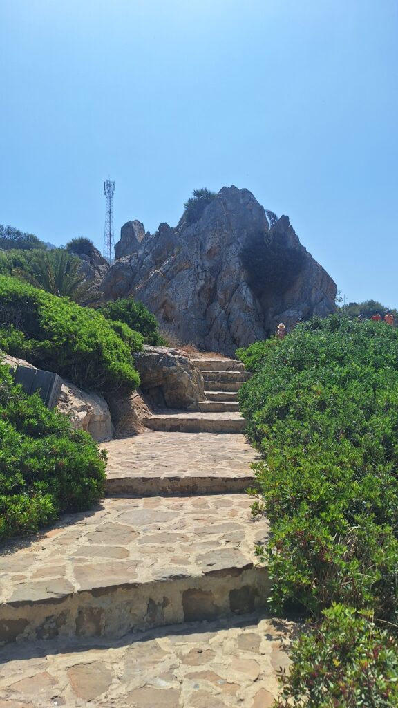 Cape Spartel short hike trail in Tangier, Morocco, where the Atlantic Ocean meets the Mediterranean Sea