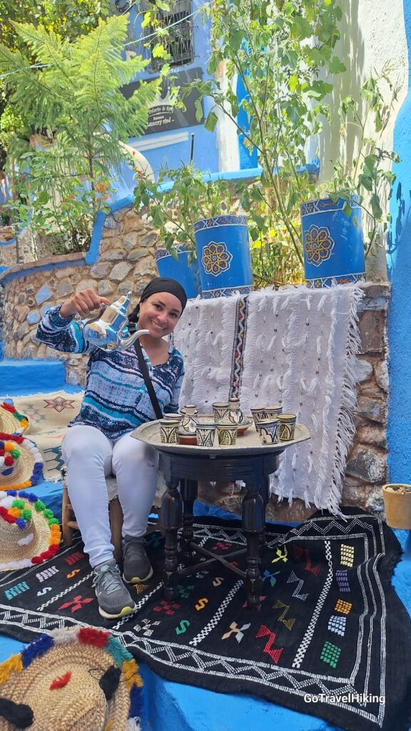 Chefchaouen medina posing for Moroccan tea